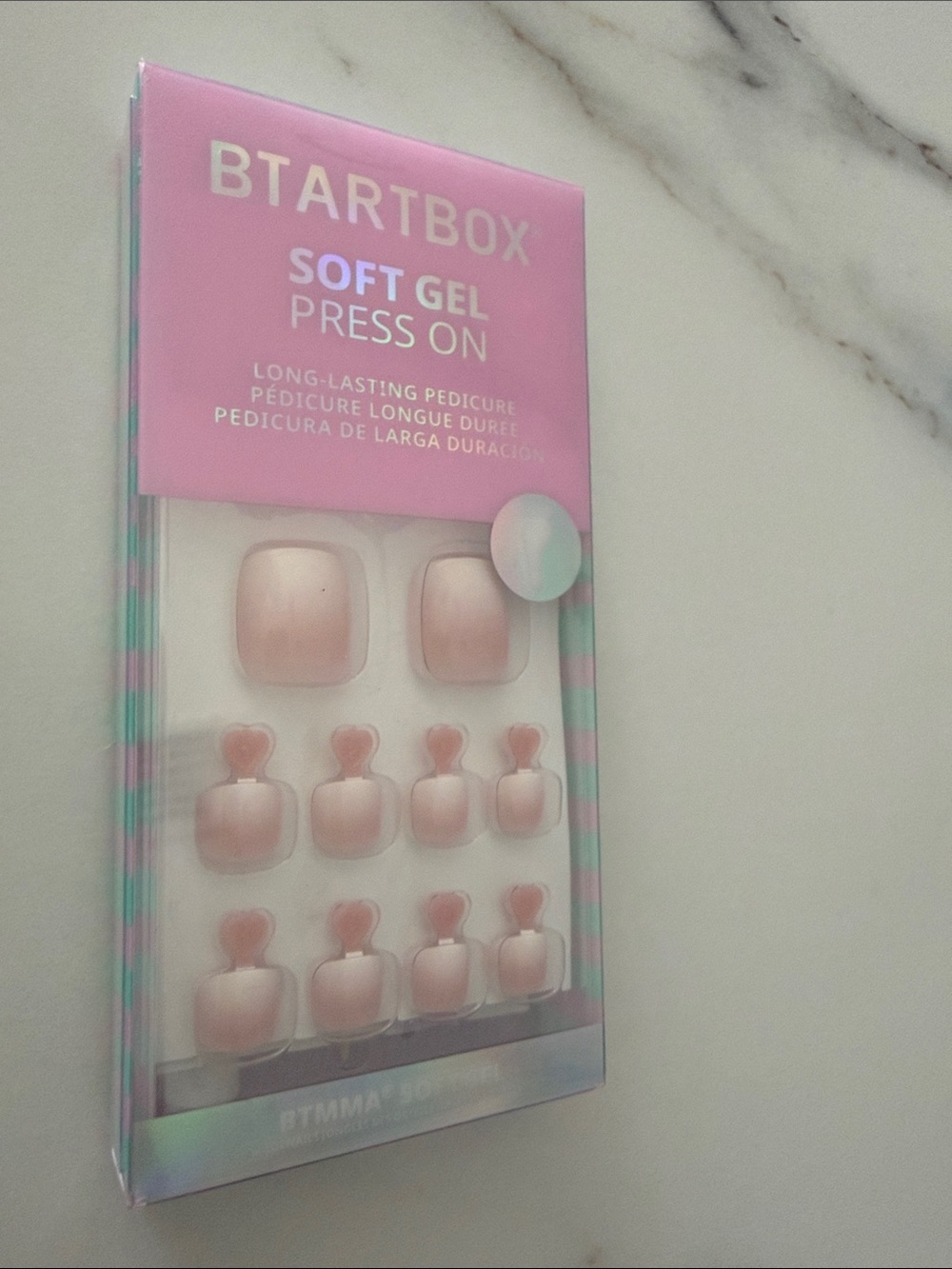 Soft Gel Press-On Pedicure - Pale Pink Hombre Nails